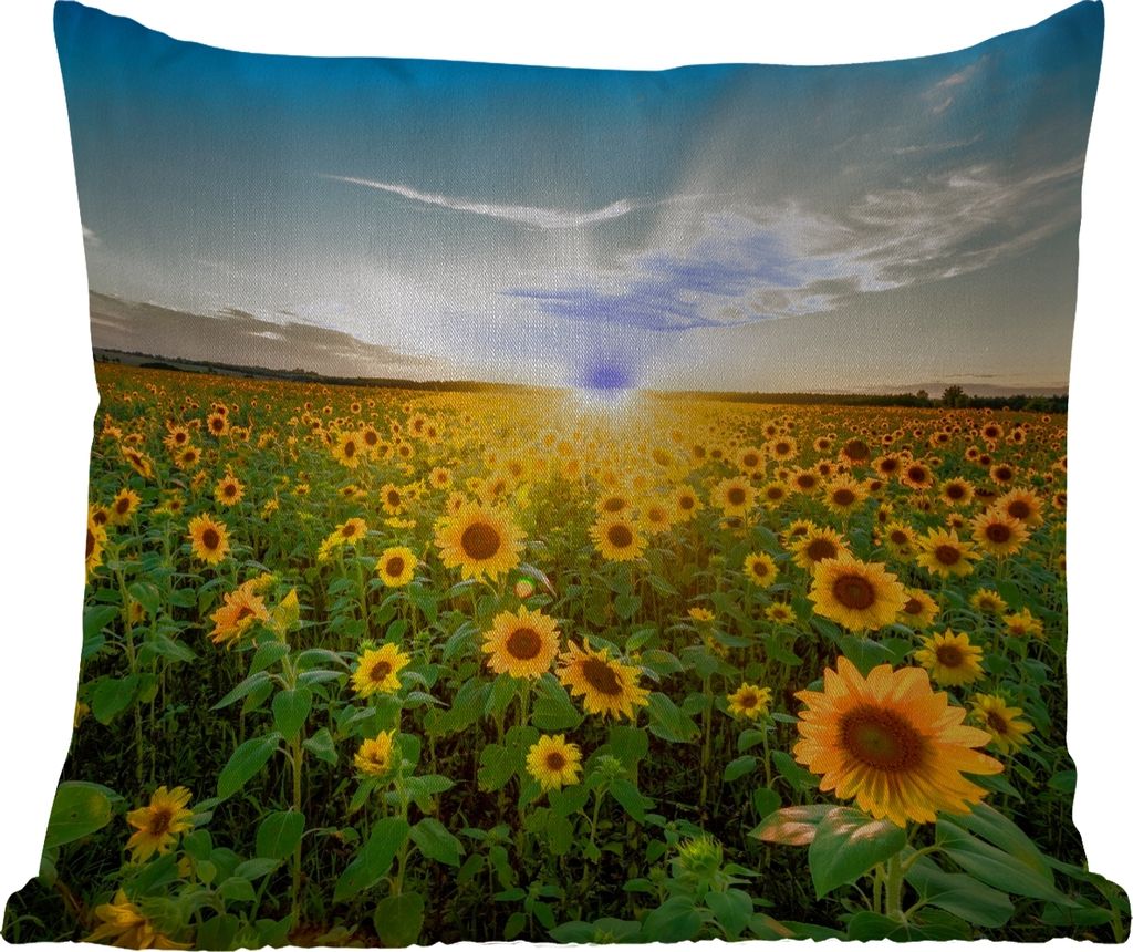 MuchoWow® Outdoor Kissen - Sonnenuntergang - Blumen - Produktbild 