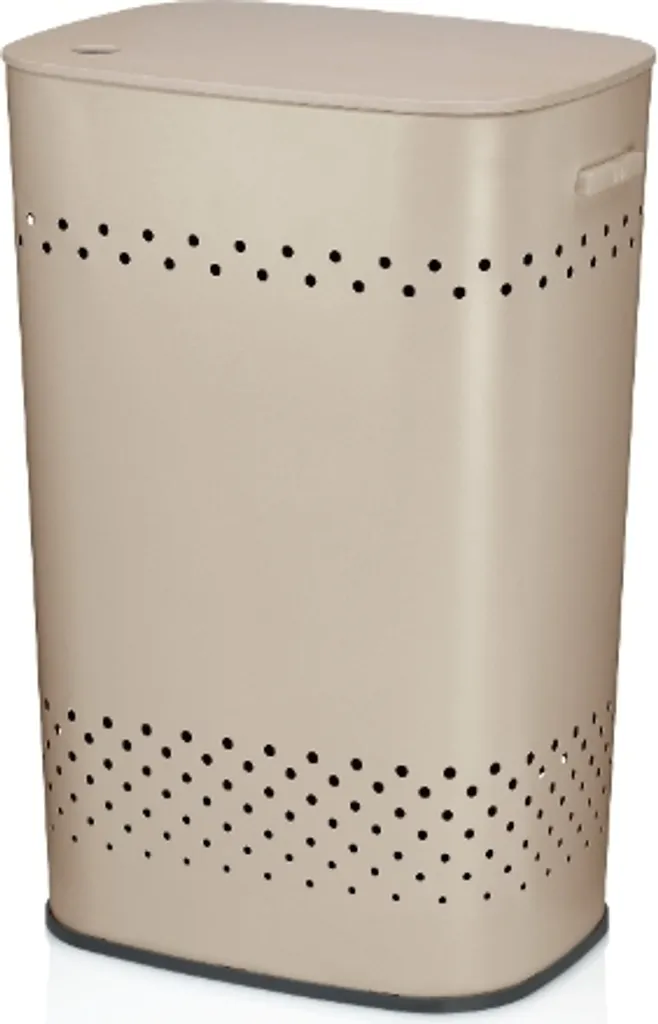 Bac à linge design 60L en acier inoxydable beige et assise rembourrée