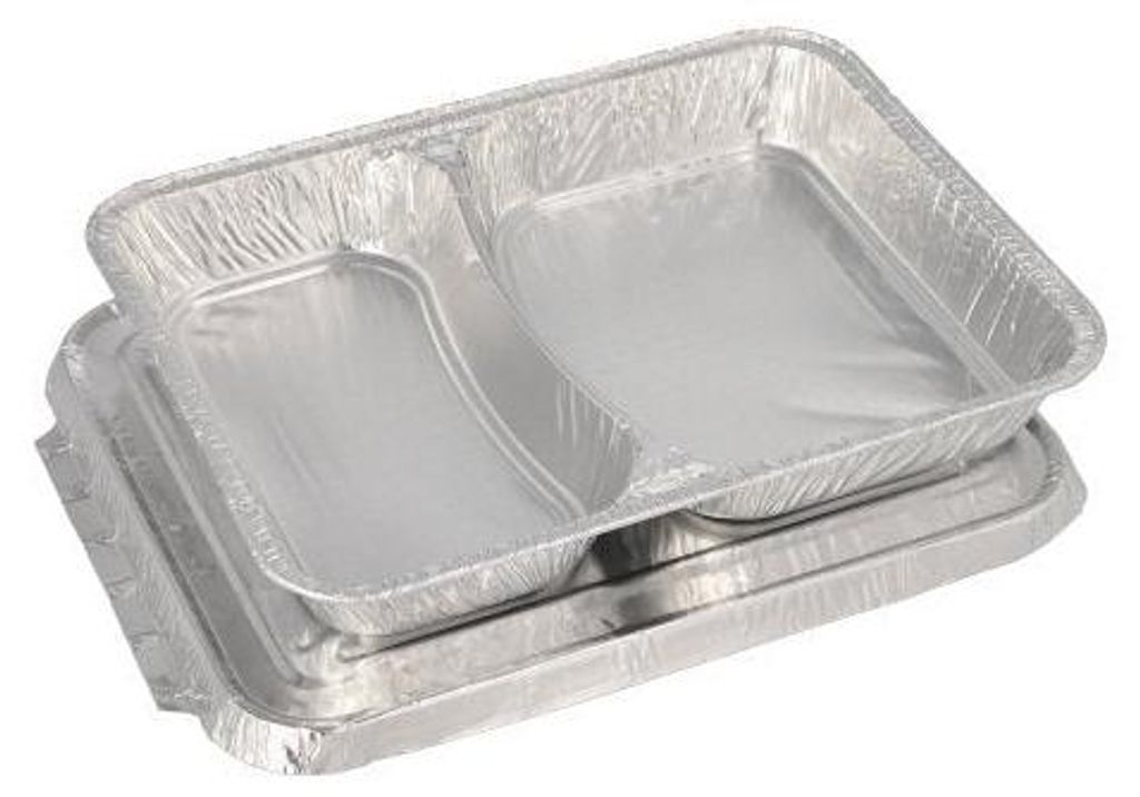 Papstar Menüschalen + Deckel, Alu 2-geteilt 830 ml 22,7 cm Produktbild 