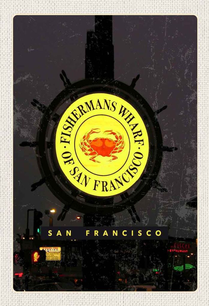 vianmo Holzschild 30x20 cm San Francisco USA Fischermans Wharf Bildmotiv Reisemotiv Abenteuer Reisen