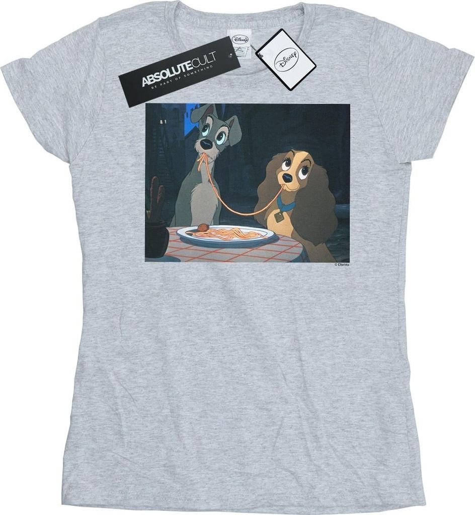 Disney - "Lady And The Tramp Spaghetti Slurp" T-Shirt für Damen BI15334 (S) (Grau)
