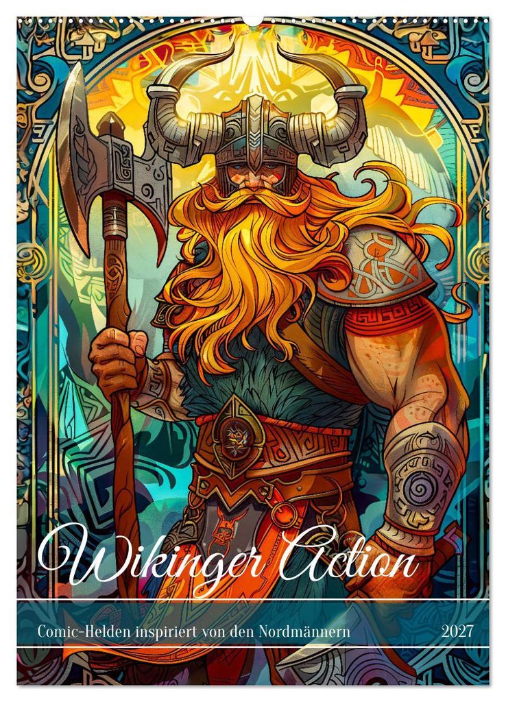 Wikinger Action - Comic-Helden inspiriert von den Nordmännern (Wandkalender 2027 DIN A2 hoch), CALVENDO Monatskalender
