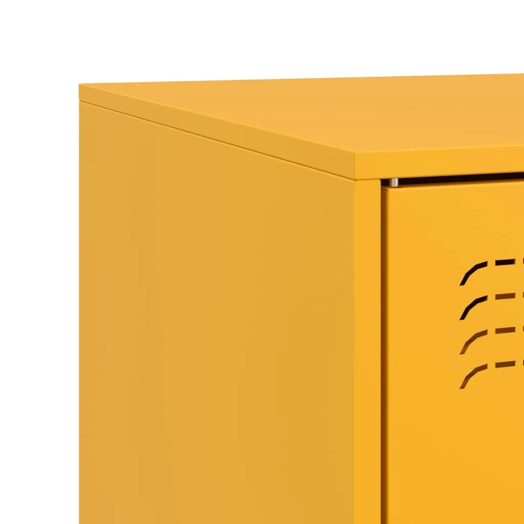 Meuble TV en acier jaune moutarde | Rangement compact et robuste - 11