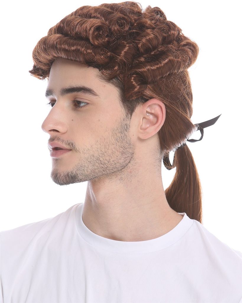 WIG ME UP Barocke Herren Perücke Edelmann Zopf Mahagoni Produktbild 