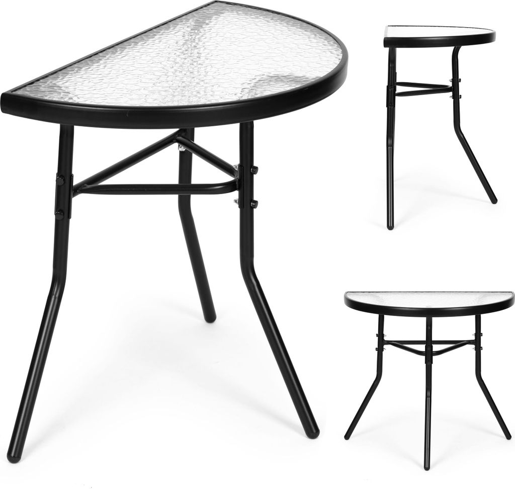 Tavolino semicircolare in vetro per balcone, terrazza, Immagine del prodotto 