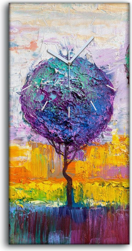 Dekor Leinwand Uhr Wandbilder 30x60 Kunst Wohnkultur drei Bäume bunt malen - weiße Hände