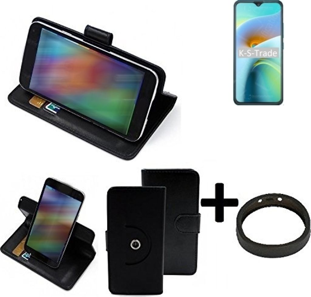 K-S-Trade Case Schutz Hülle kompatibel mit Cubot J8 + Bumper Handy Hülle Flipcase Smartphone Cover Handy Schutz Tasche Walletcase schwarz