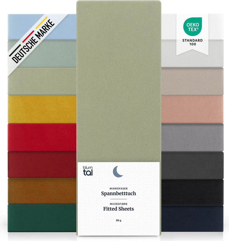 Blumtal lenzuolo da montare 140x190cm - Lenzuolo da letto in microfibra in set da 2 - Verde oliva