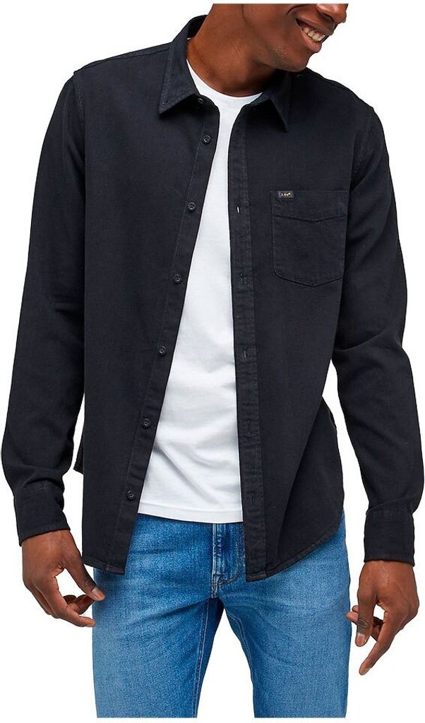 Lee Button Down Langarmhemd Schwarz S Mann Schwarz S