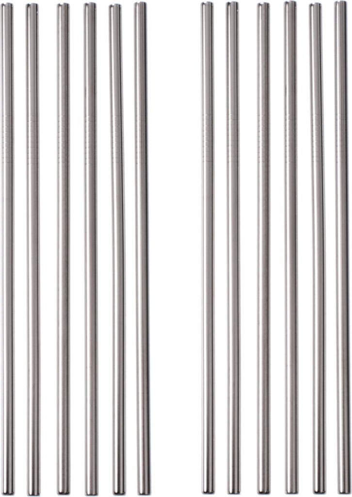 GRÄWE Edelstahl Trinkhalme 12er Set Silber Gerade Produktbild 
