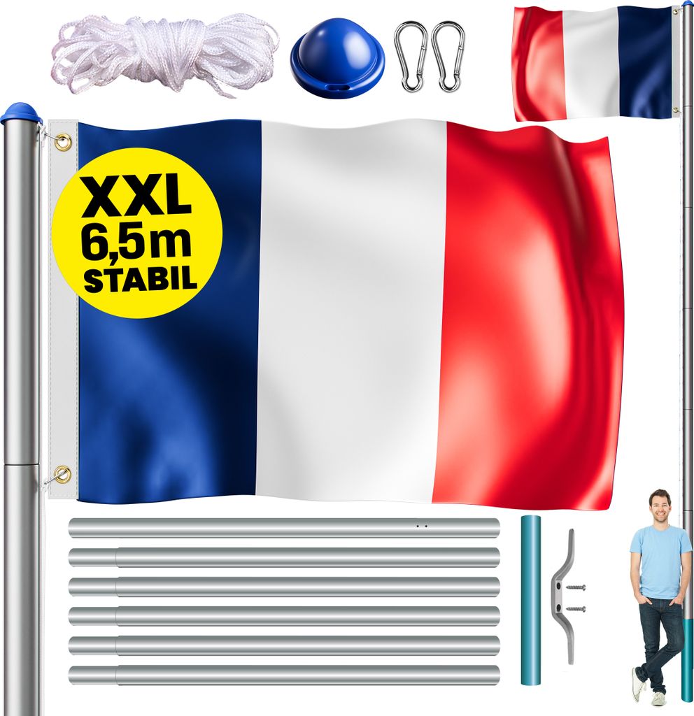 MONZANA® Fahnenmast 6,5m Seilzug Bodenhülse inkl. Produktbild 