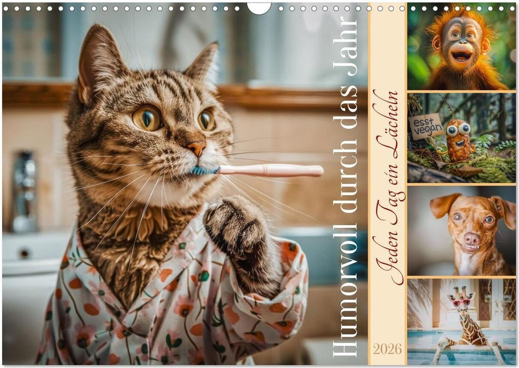 Humorvoll durch das Jahr (Wandkalender 2026 DIN A3 quer), CALVENDO Monatskalender