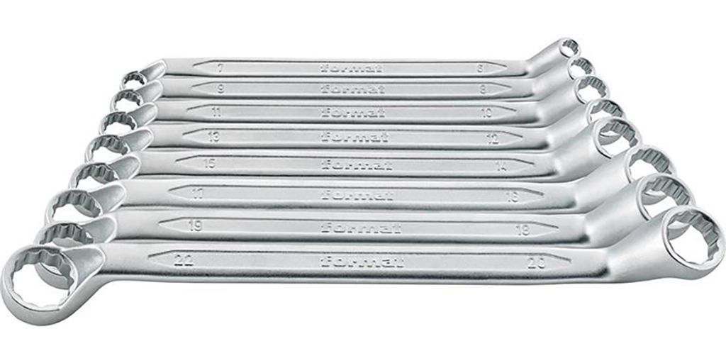 FORMAT Doppelringschlüssel-Satz DIN838 12tlg., Länge:400 mm, Ausführung:nv, Schlüsselweite:6-32 mm, Ringstärke:nv