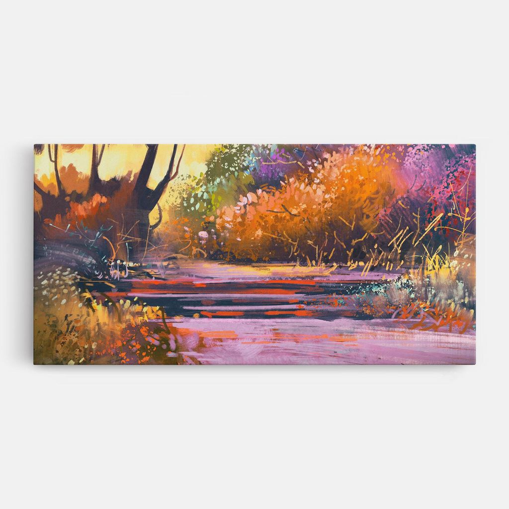 ARTHUB Leinwandbild 40x80 cm, Landscape Colorful Trees | Wohnzimmerdekoration, Hängende Bilder, Wanddekoration, Heimdekoration, Landschaften, Fr...