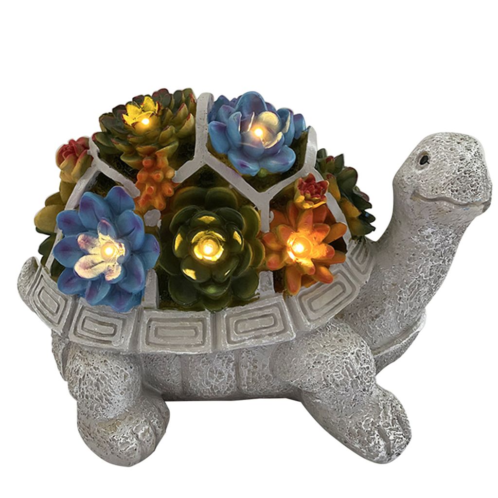 Garten Solar Schildkröte mit Blumen Statue Kaufland.de