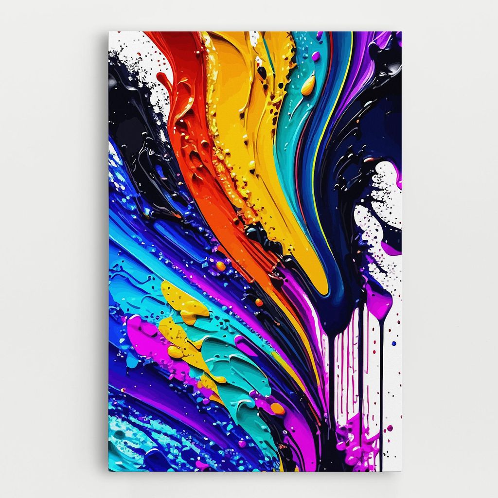 ARTHUB Leinwandbild 50x70 cm, Pretty Splash | Wohnzimmerdekoration, Hängende Bilder, Wanddekoration, Heimdekoration, Abstrakte, Lebendige Farben