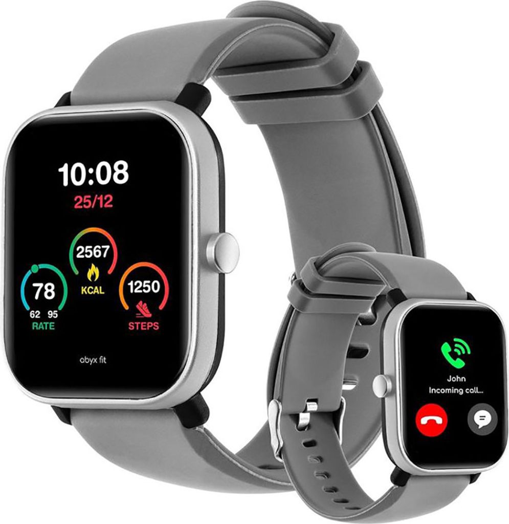 ABYX, Multisport Fit Ozone 3 Smartwatch 1,6" IP68 Gesundheitsmonitor, Grau