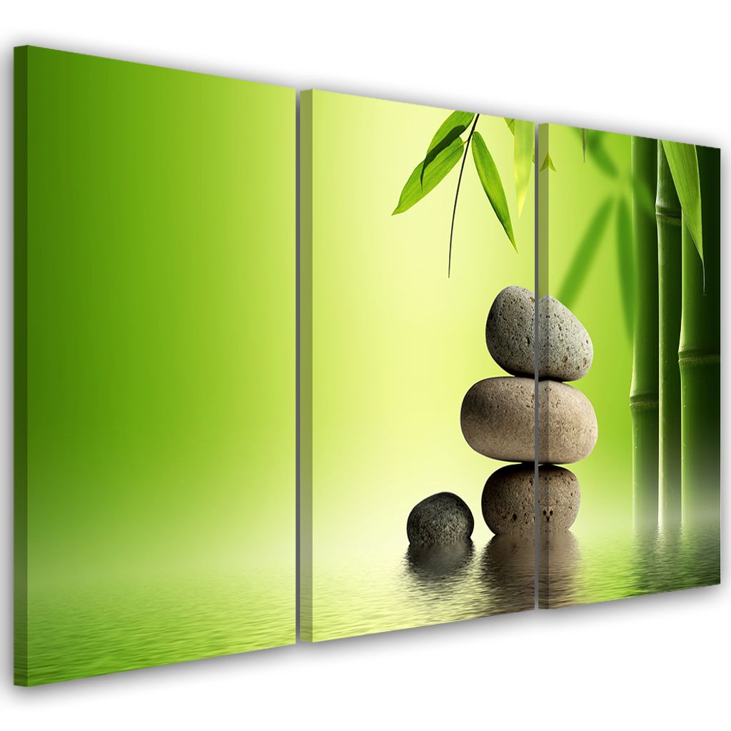 Triptychon auf leinwand religiös - grün 150x100 cm Feeby grün wandbild bereit zum aufhängen