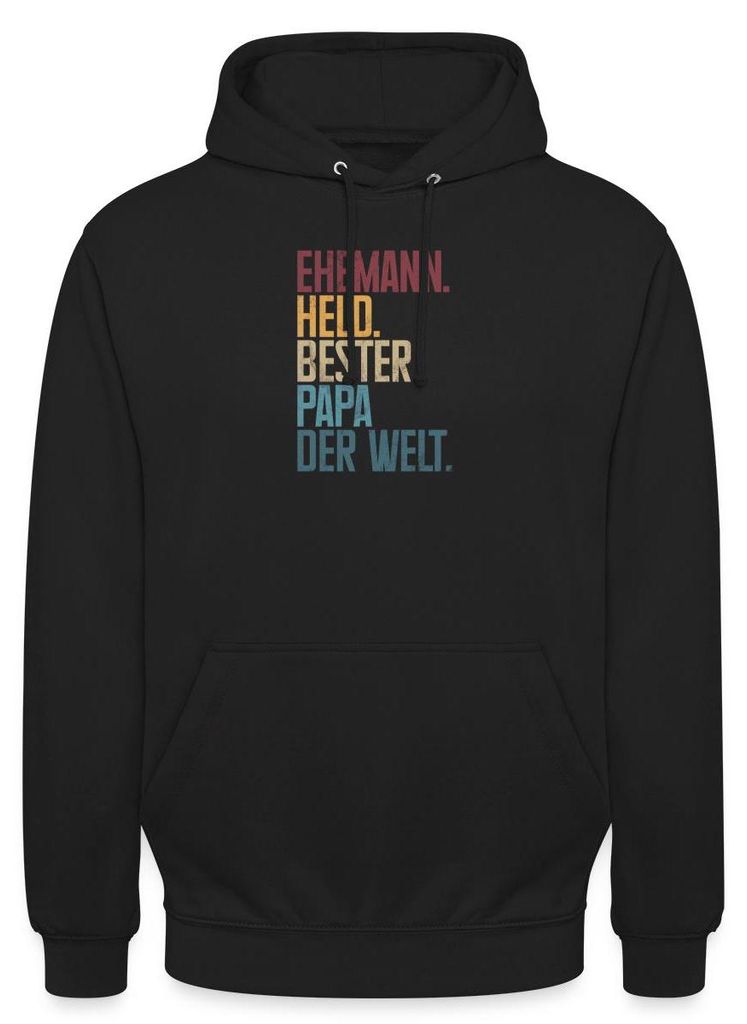 Spreadshirt Ehemann Held Bester Papa Der Welt Uni Hoodie, M, Schwarz
