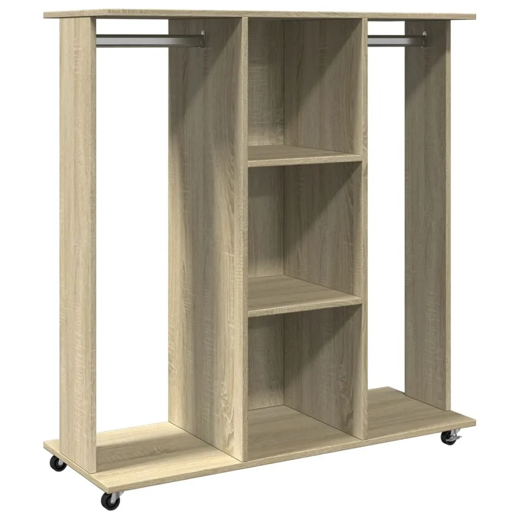 vidaXL Appendiabiti Rovere Sonoma con Rotelle 102x38x110 cm | Arredo Casa