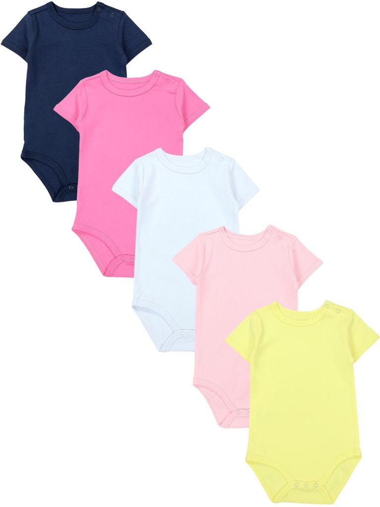 TupTam Mädchen Baby Body Kurzarm in Unifarben - 5er Pack, Farbe: Farbenmix 1, Größe: 86