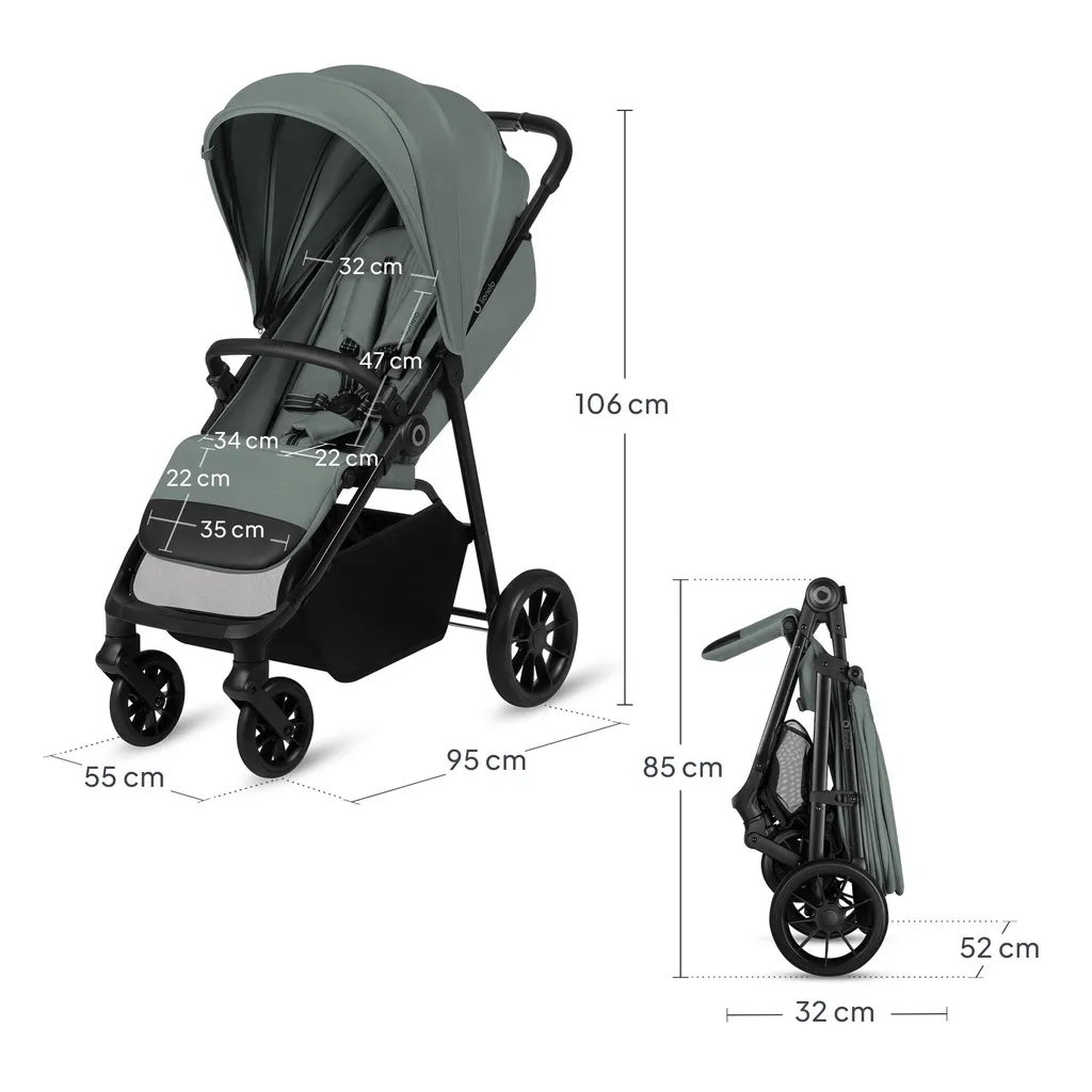 Poussette Bébé Confortable Lionelo Emerald : Finies les Siestes Courtes - Vert