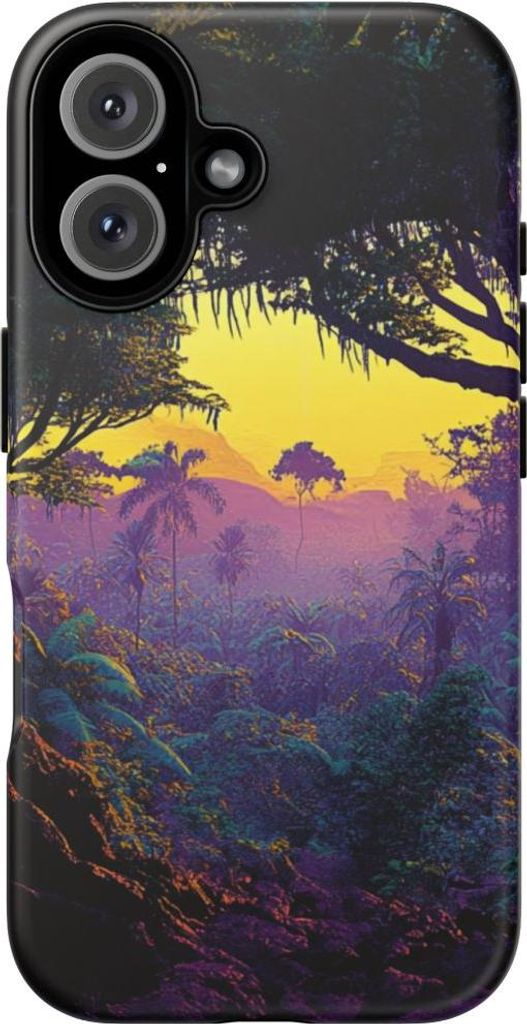 Surrealer Dschungel-Sonnenuntergang – Handyhülle Kompatibel mit iPhone 16