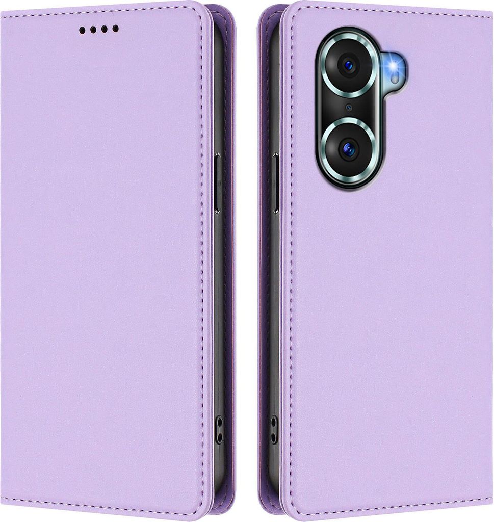 Handyhülle für Honor 60 Pro, Kunstleder Klapphülle Stoßfeste Magnetische Hülle mit Ständer Violett