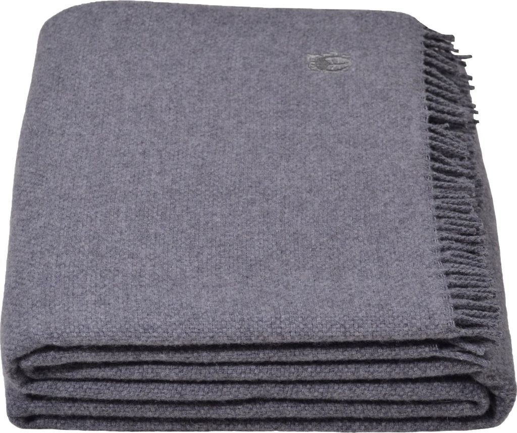 Zoeppritz Schurwolle Plaid mit Fransen Must Relax Farbe medium grey Größe 130x190