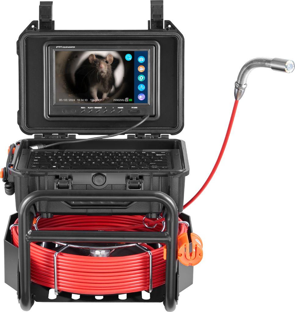 SucceBuy Kanalkamera, 165 ft/50 m lang, selbstnivellierende Abflusskamera mit 512 Hz-Sender, Entfernungszähler, 9 Zoll Bildschirm 1080P HD Snake S...