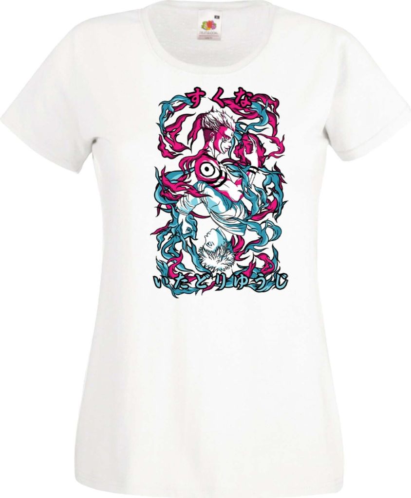 Damen T-Shirt Demon Anime Slayer Akaza 04 Var-005 Akaza Upper, Lady M / Weiß