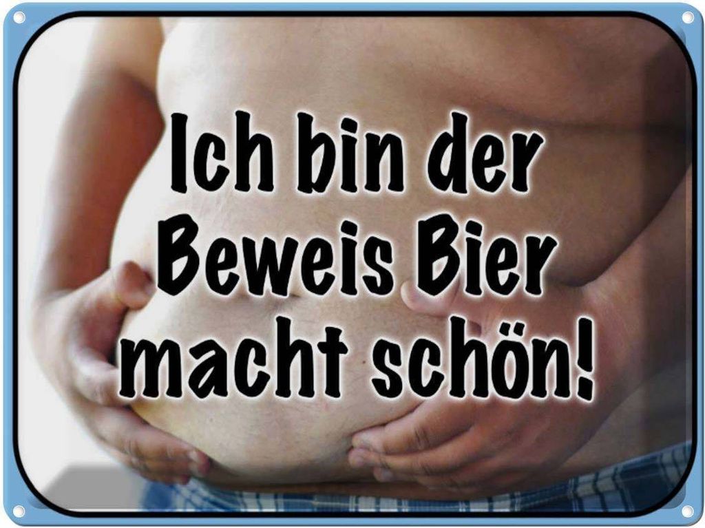 vianmo Blechschild 30x40 cm bin Beweis Bier macht schön Spruch Zitat
