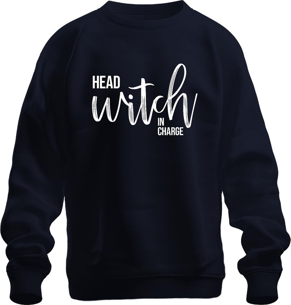 Halloween Hexe Geschenk Frauen Head Witch In Charge Hexenparty Uni Sweatshirt Pullover, Navy, L