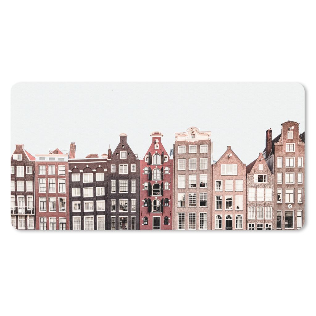 MuchoWow Mauspad Mousepad Amsterdam - Architektur - Häuser - Straße 60x30 cm - Mousepads - Maus Mat - Pad - Mausunterlage - Nachhaltig
