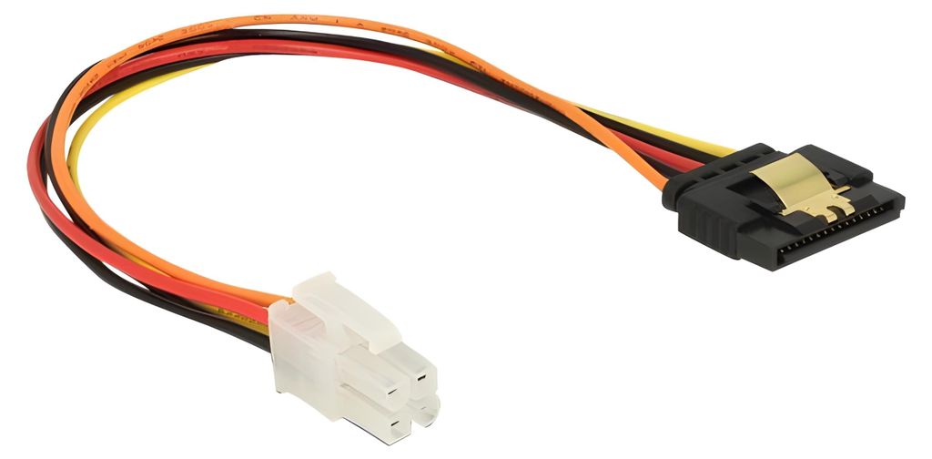 DeLOCK Kabel P4 4 Pin (Stecker) > SATA 15 Pin (Buchse), (20cm)