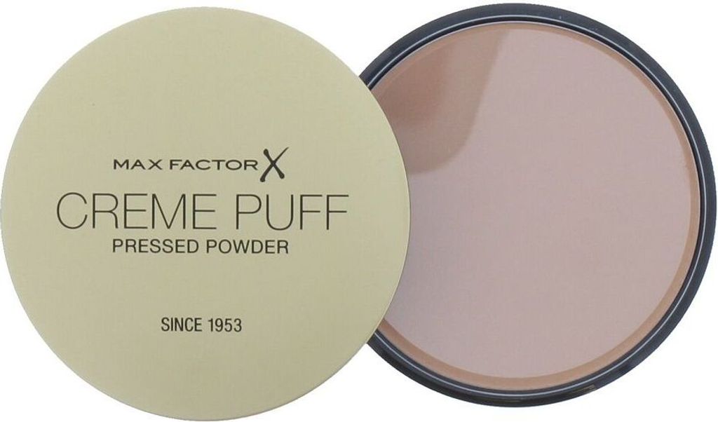 Max Factor Crème Puff, Universal, Medium Beige, Kompaktes Gehäuse, Gepresstes Puder, Matte, 21 g