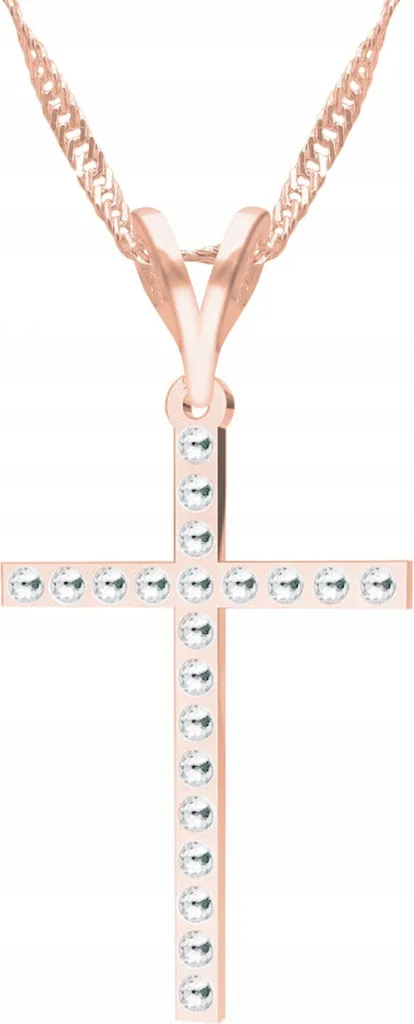 Collana con croce in argento e cristalli, simbolo di fede e croce, argento 925