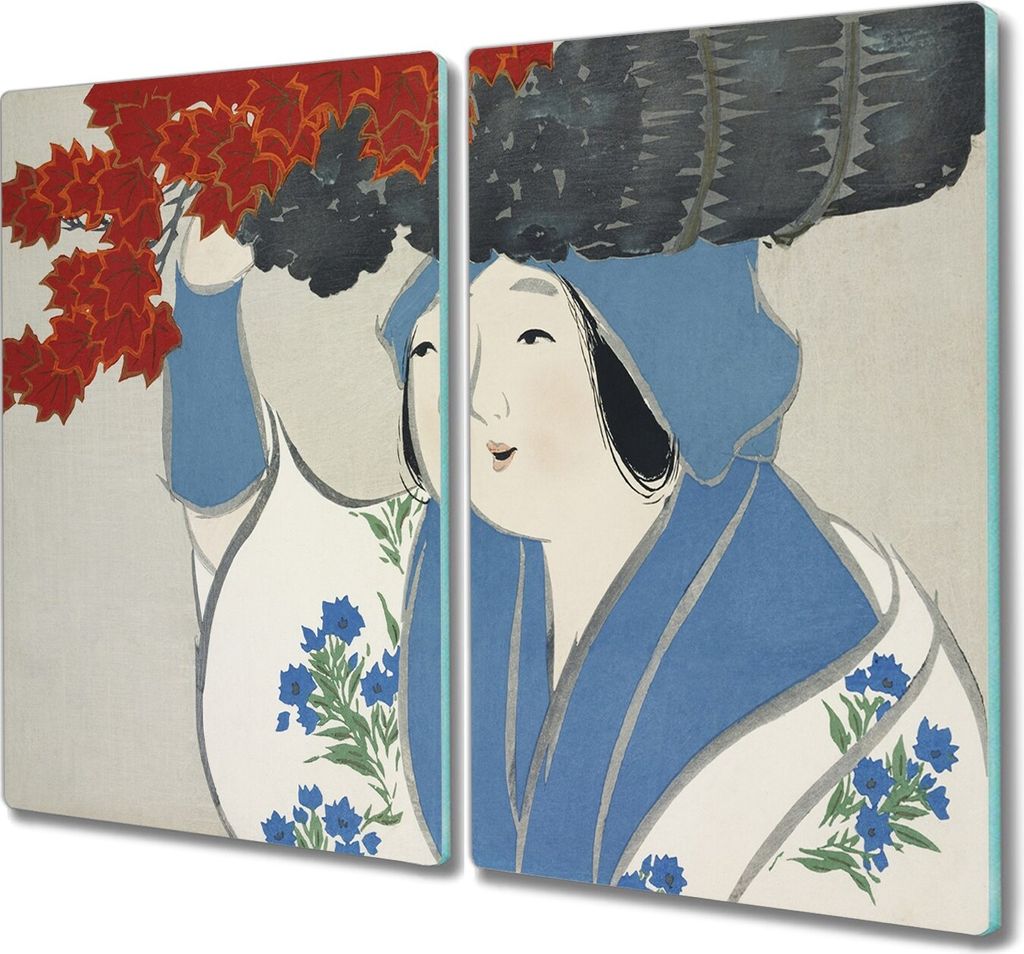 Coloray Schneidebrett Herdabdeckplatte 2x30x52 cm Kochplattenabdeckung Küchenbrett Hackbrett - Frauen Kimono Liste