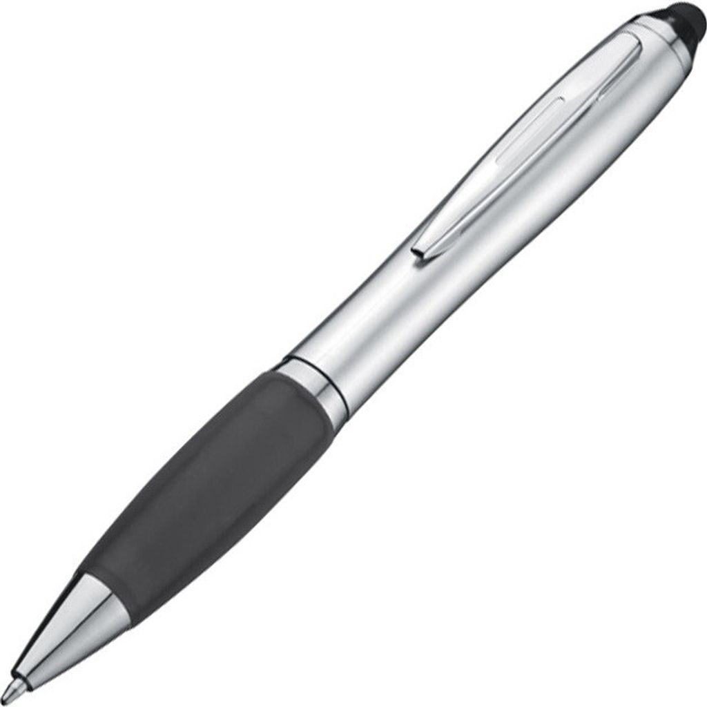Touchpen Kugelschreiber / Farbe: silber-schwarz