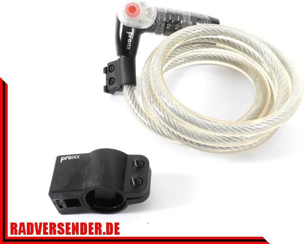 LED FAHRRAD SCHLOSS 180cm x 12mm Sicherheits Spiral Zahlenschloss transparent