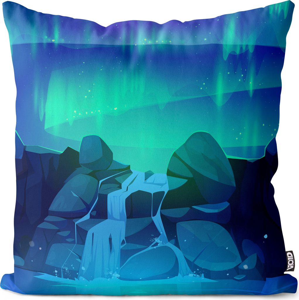 VOID Aurora borealis Illustration Kissenbezug Kissenhülle sofa couch wohnzimmer dekoration wasserfest Outdoor Garten Kissen bezug deko