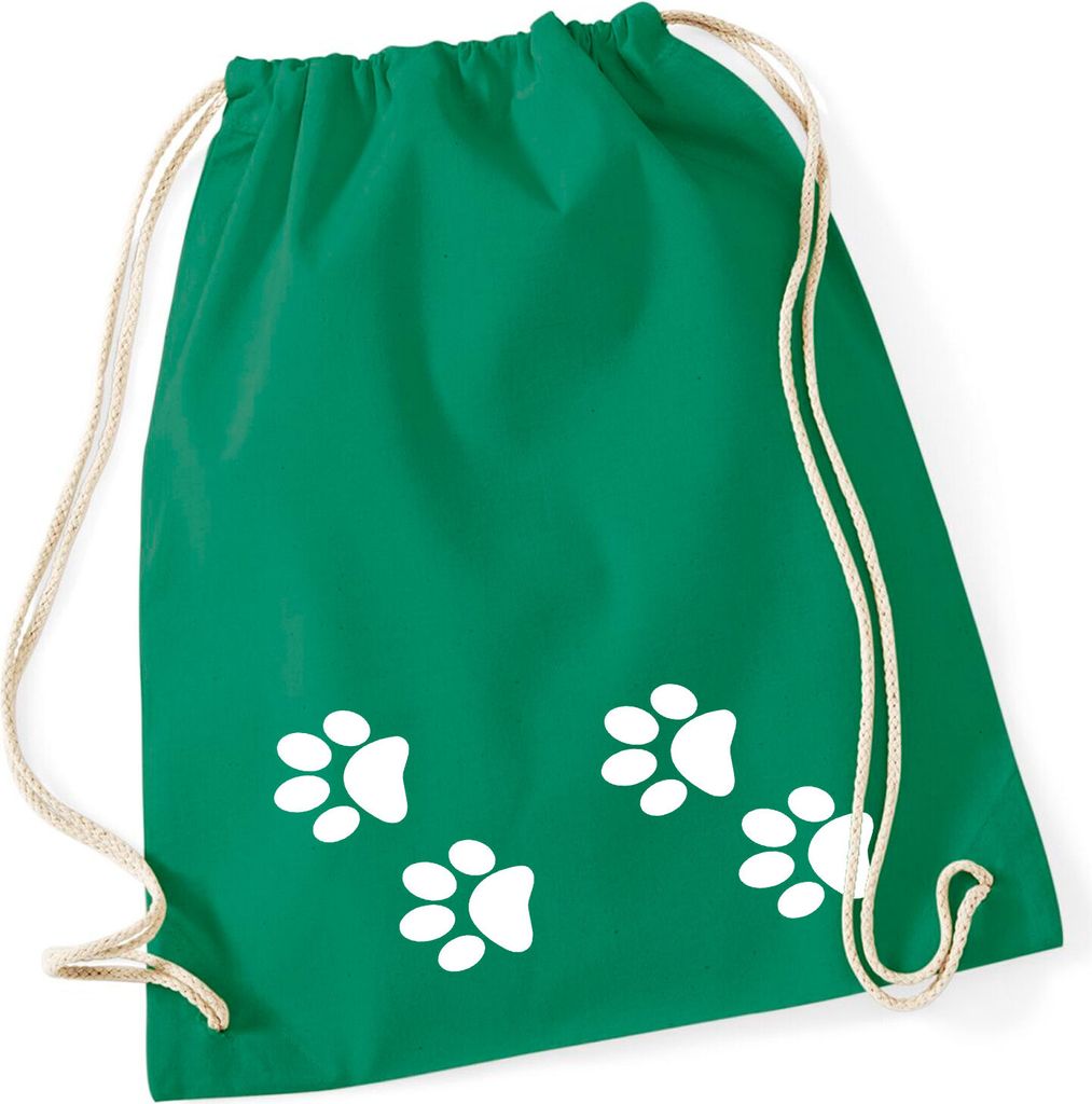 Huuraa Turnbeutel Fußtapsen Tapsen 12 Liter Kelly Green Baumwolle Rucksack Geschenkidee