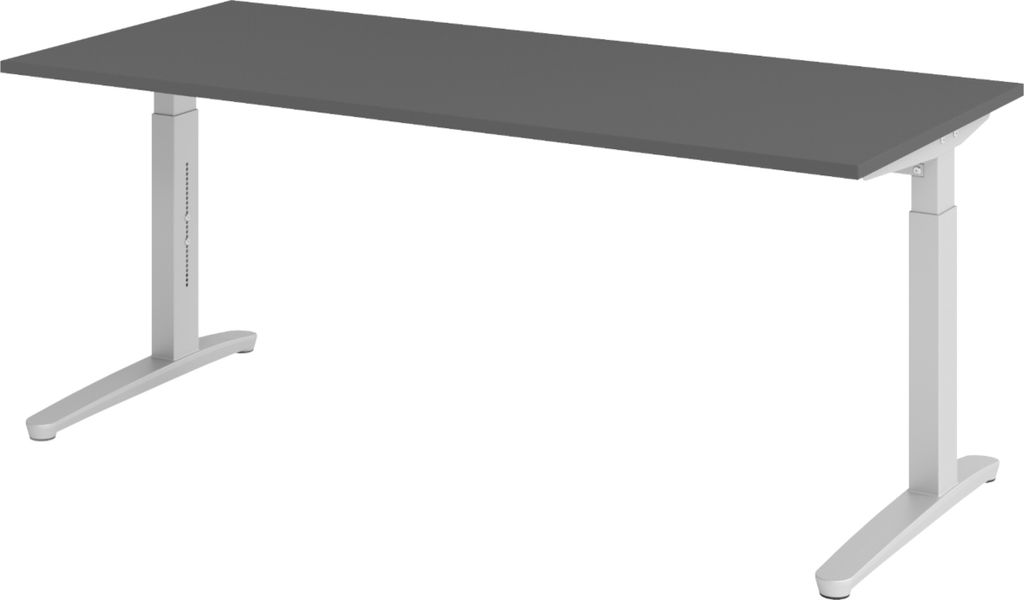 bümö Schreibtisch Serie-XB - Gestell: Silber, Nachbildung: Graphit, Größe: 180 x 80 cm