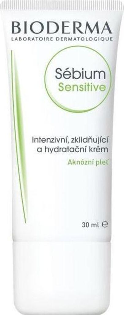 A close-up studio shot of a white tube of Bioderma Sébium Sensitive cream against a white background.