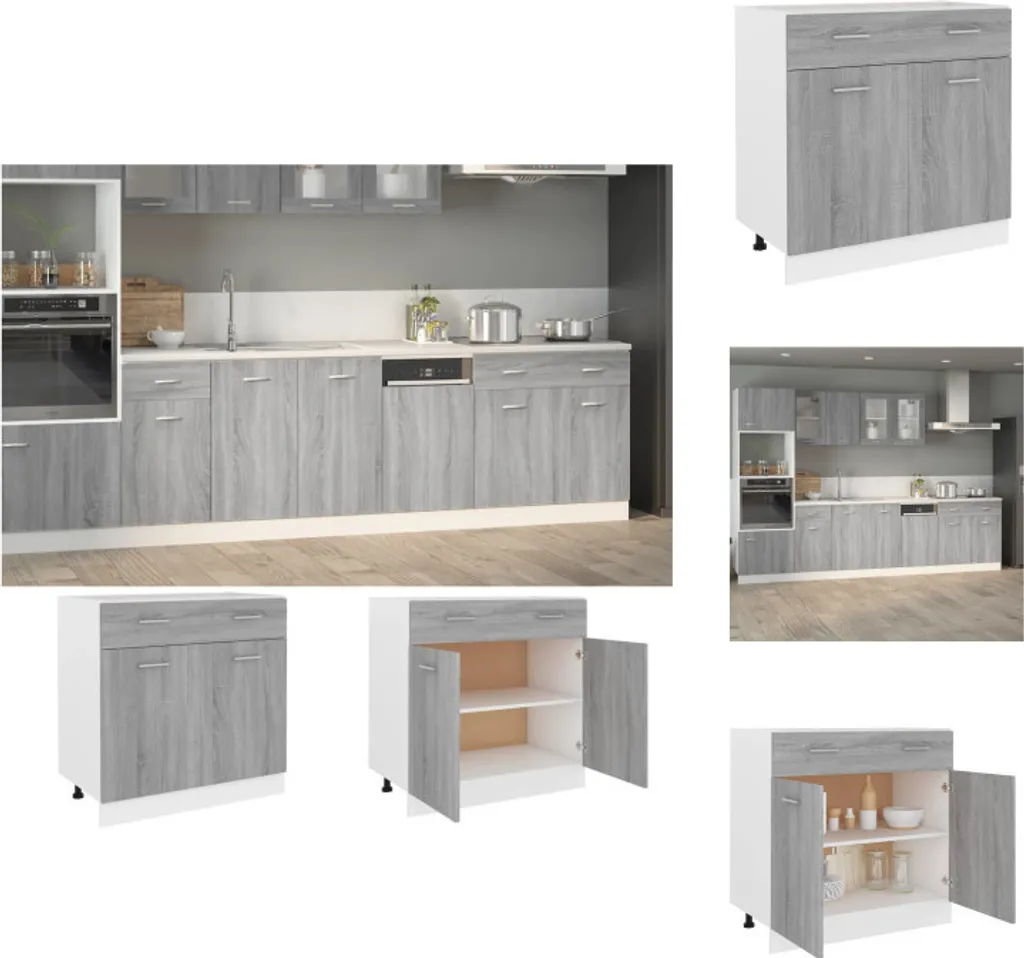 vidaXL Base con cassetto Grey Sonoma 80x46x81,5 cm - Mobili da cucina