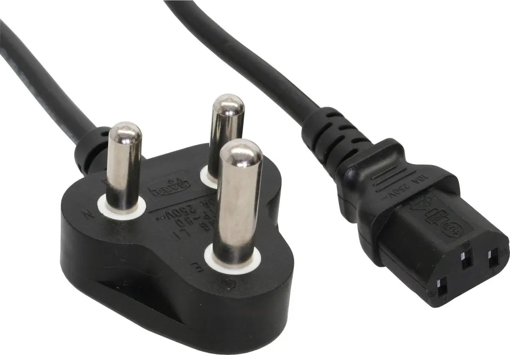 Cordon Secteur Type D vers C13 1,8m Pack de 35 Unités InLine Noir 5A