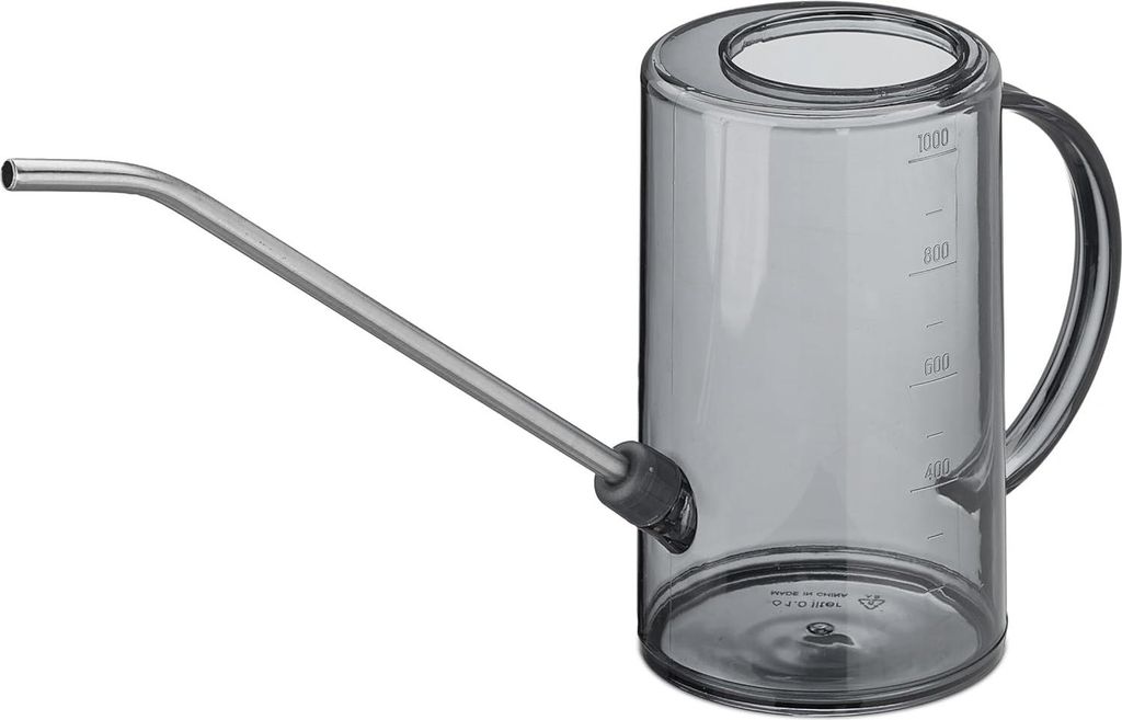 Innen 1 Liter Kunststoff RVS Gießkanne mit langem Auslauf - grau - für Zimmerpflanzen und Blumen