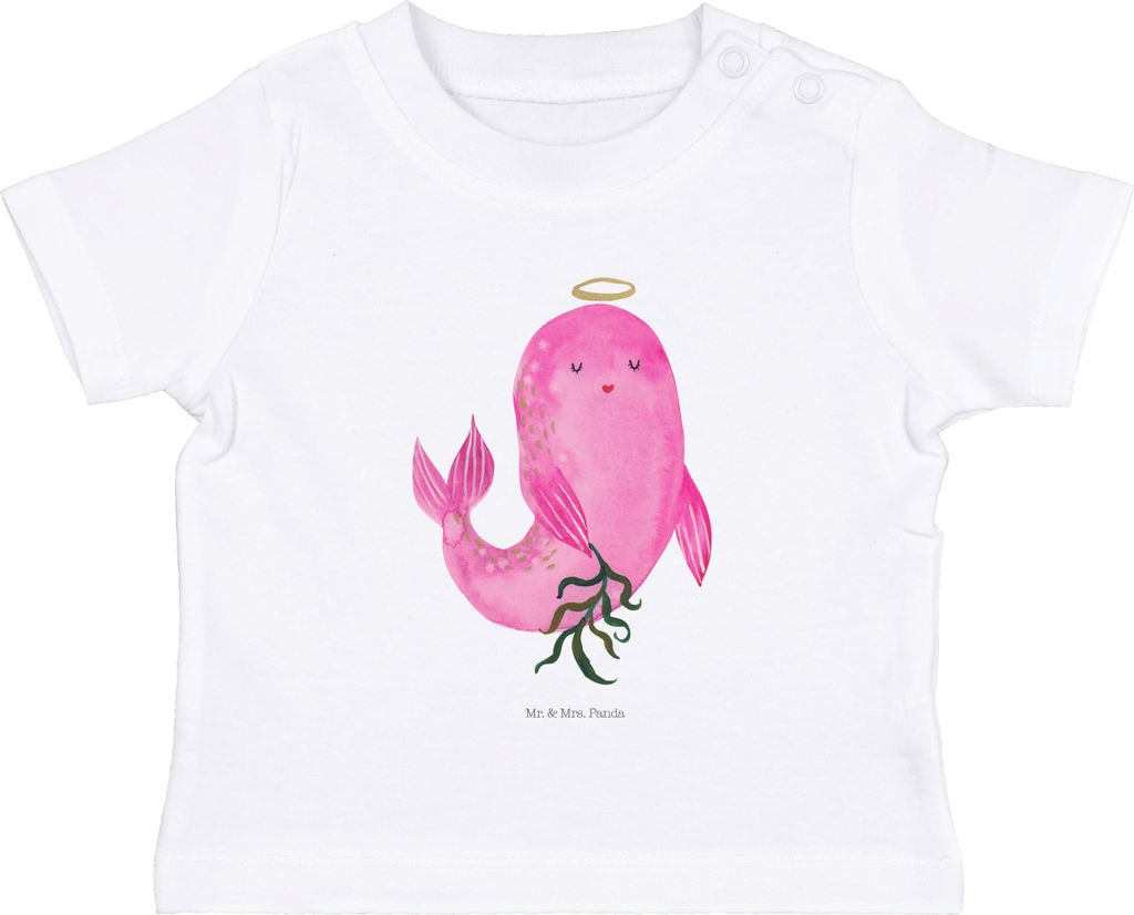 Mr. & Mrs. Panda T-Shirt Sternzeichen Jungfrau 12. - 18. Monat - Weiß - Geschenk, Jungfer, Organic Baby Shirt, Babyshirt, Geburtstag September, Ö...