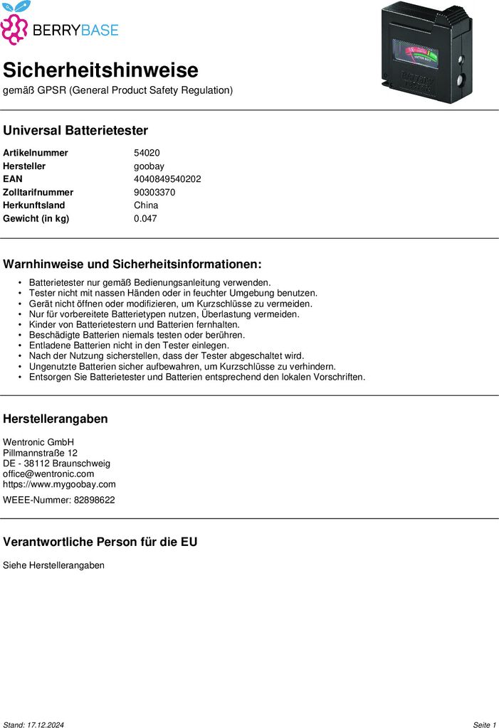 Batterietester Produktbild 6