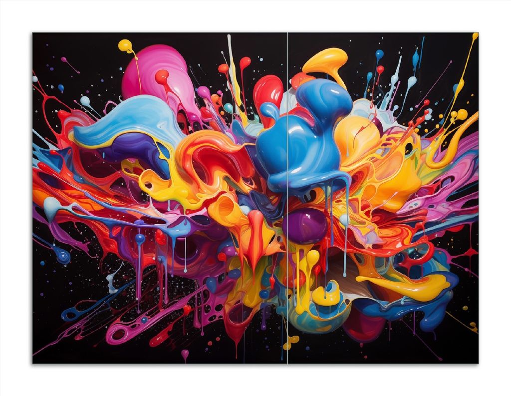 Wallario Herdabdeckplatte aus Glas, Größe 70 x 52 cm 2-teilig, Motiv Farbexplosion